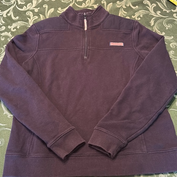 (B) Women’s MED Vineyard Vines navy blue sweatshirt style 1/4 zip - Picture 1 of 9